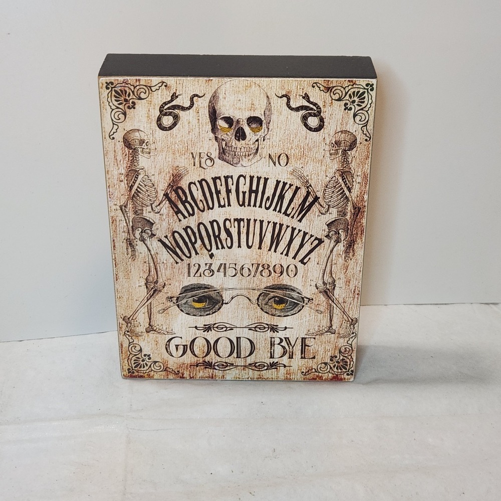8"X 6" Halloween Wall Plaque/Shelf Sitter Ouija Board Skeletons, Skull, Snakes